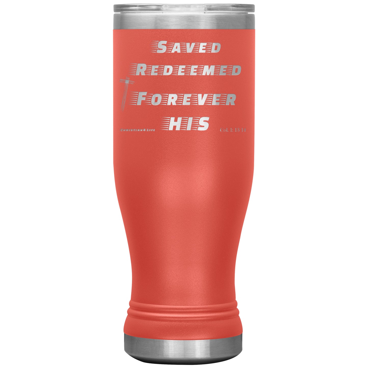 20oz BOHO double insulated tumbler - Saved Redeemed - Coral - Tumblers