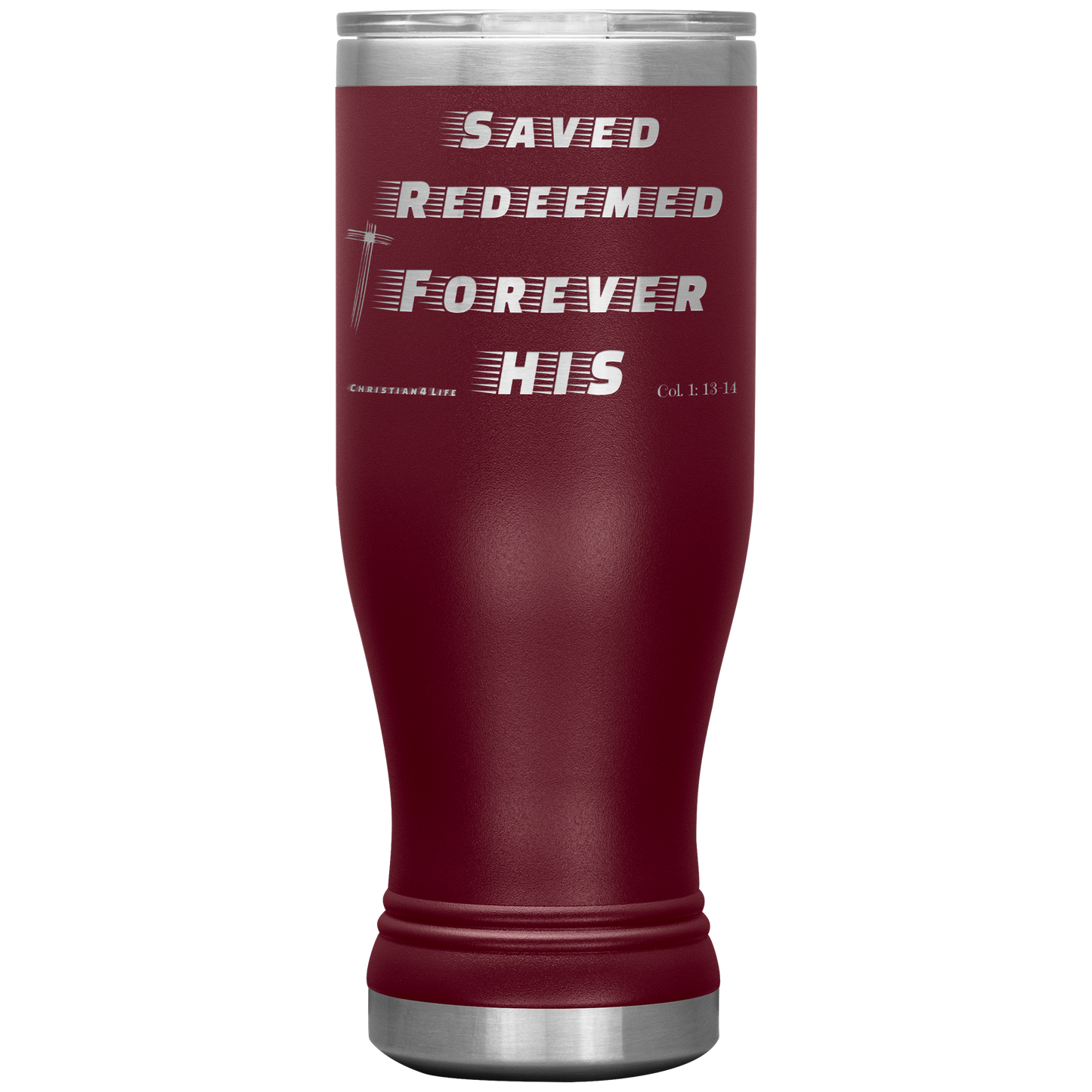 20oz BOHO double insulated tumbler - Saved Redeemed - Maroon - Tumblers