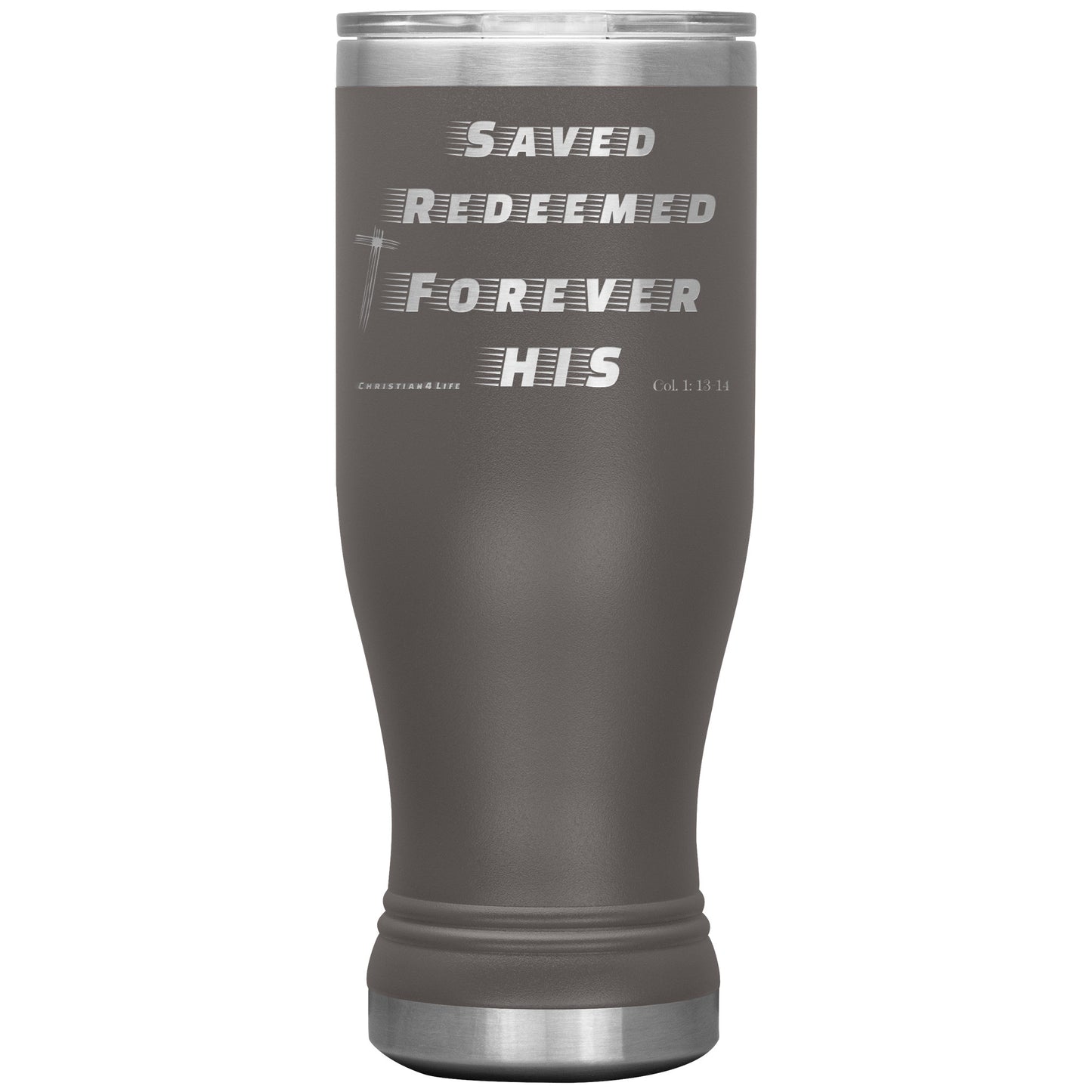 20oz BOHO double insulated tumbler - Saved Redeemed - Pewter - Tumblers