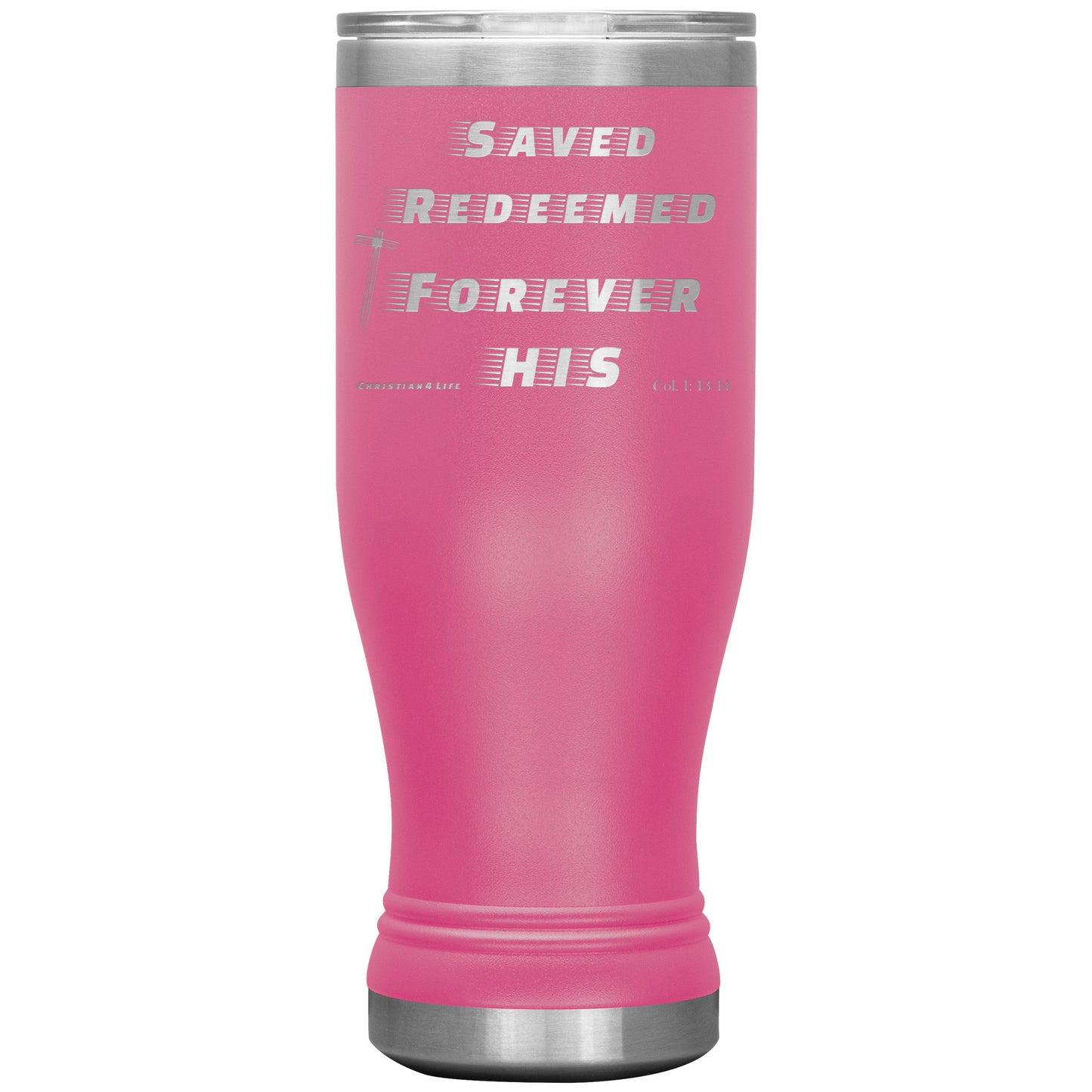 20oz BOHO double insulated tumbler - Saved Redeemed - Pink - Tumblers