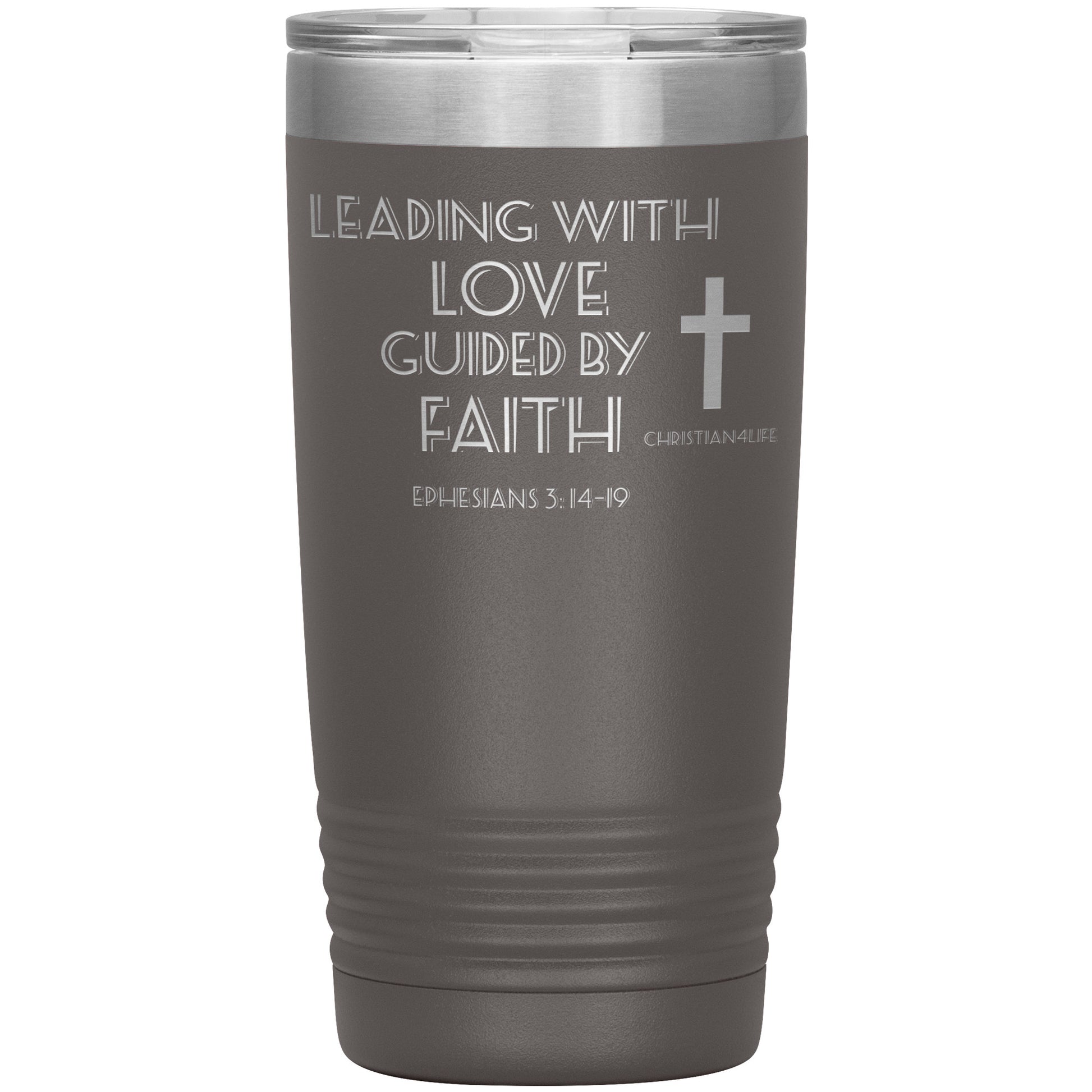 20oz Christian Insulated Tumbler -Leading with Love - Pewter - Tumblers