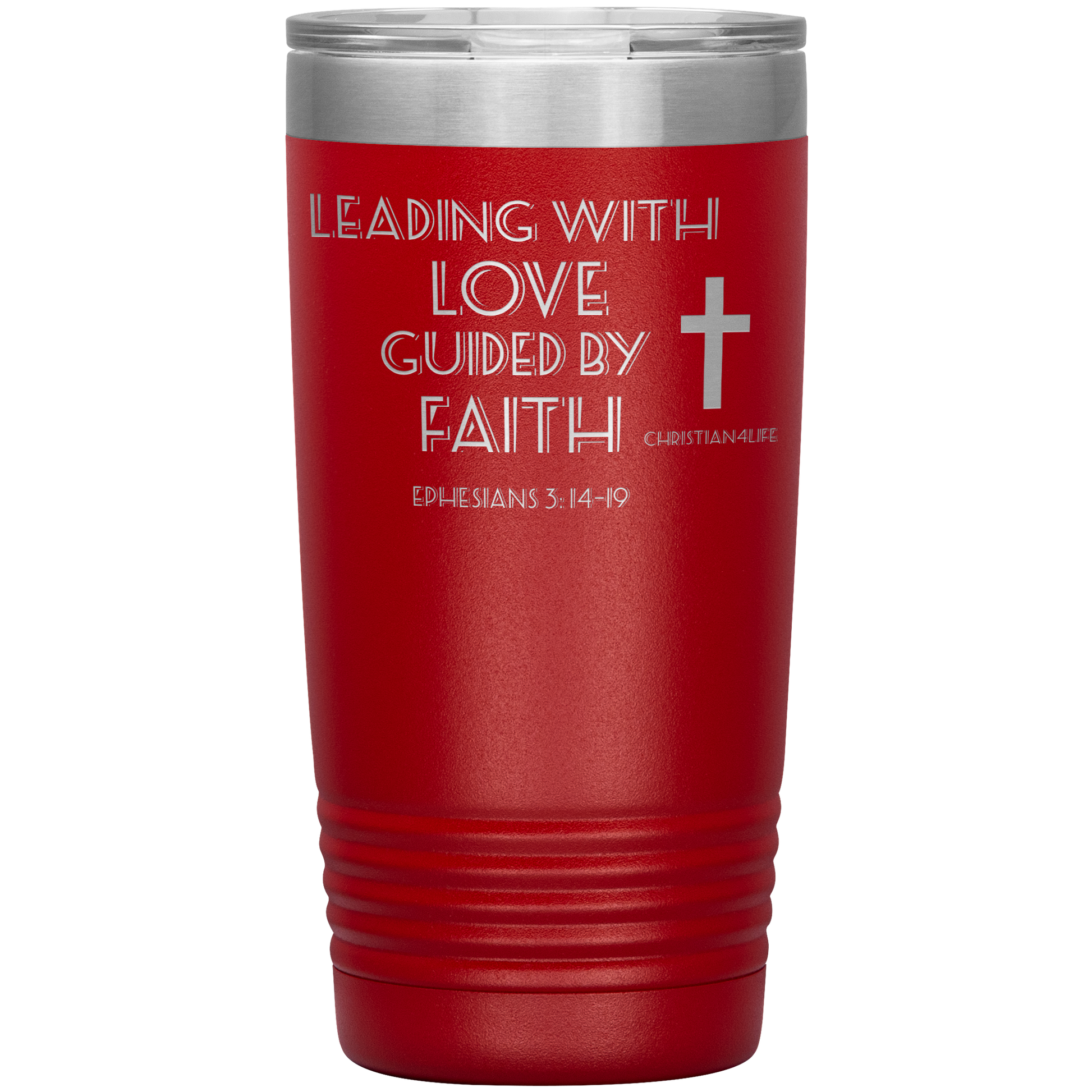 20oz Christian Insulated Tumbler -Leading with Love - Red - Tumblers