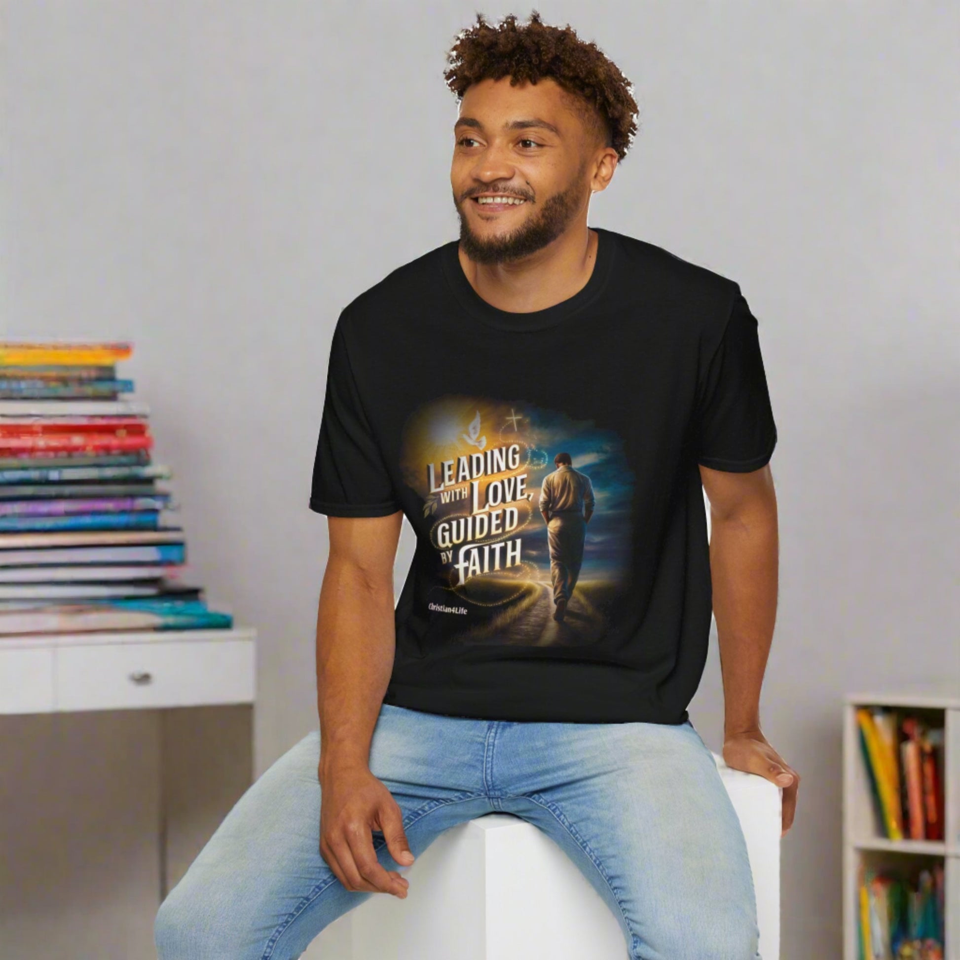 ’Leading with Love Guided by Prayer’ Inspirational Christian Cotton Softstyle T-Shirt - T-Shirt