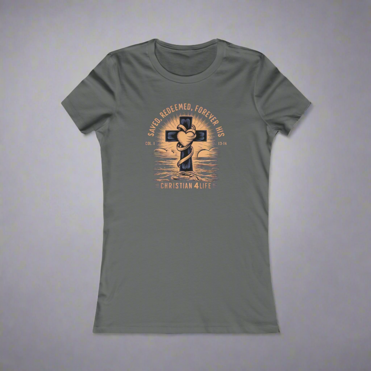 Women’s ’Saved Redeemed Forever His’ inspirational Christian t-shirt - T-Shirt