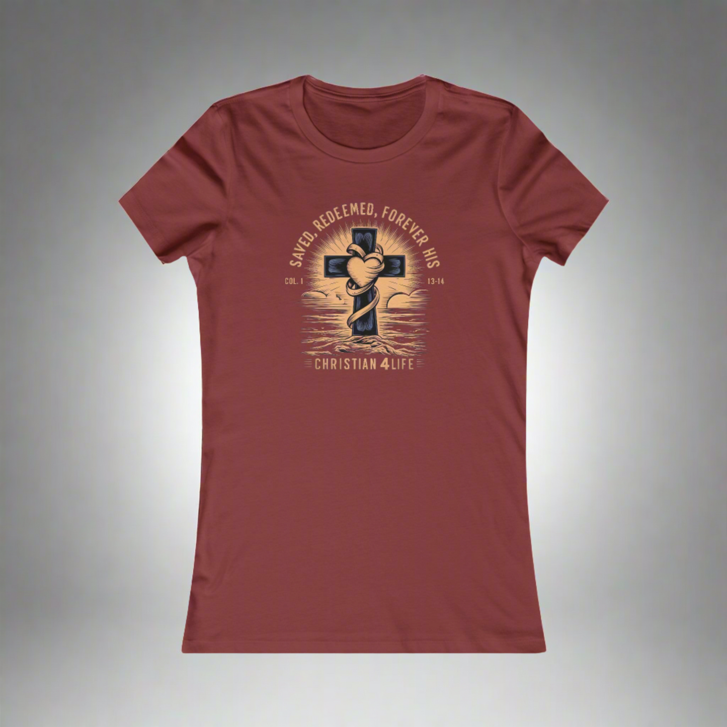 Women’s ’Saved Redeemed Forever His’ inspirational Christian t-shirt - T-Shirt