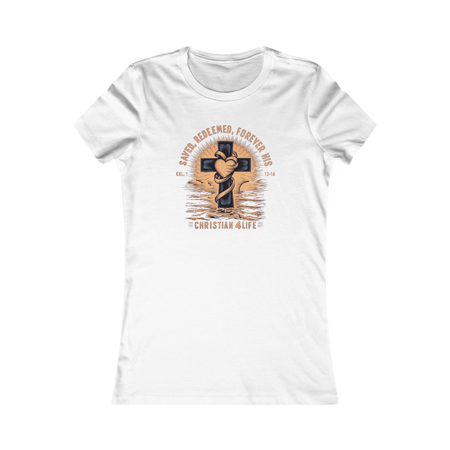 Women’s ’Saved Redeemed Forever His’ inspirational Christian t-shirt - S / White - T-Shirt