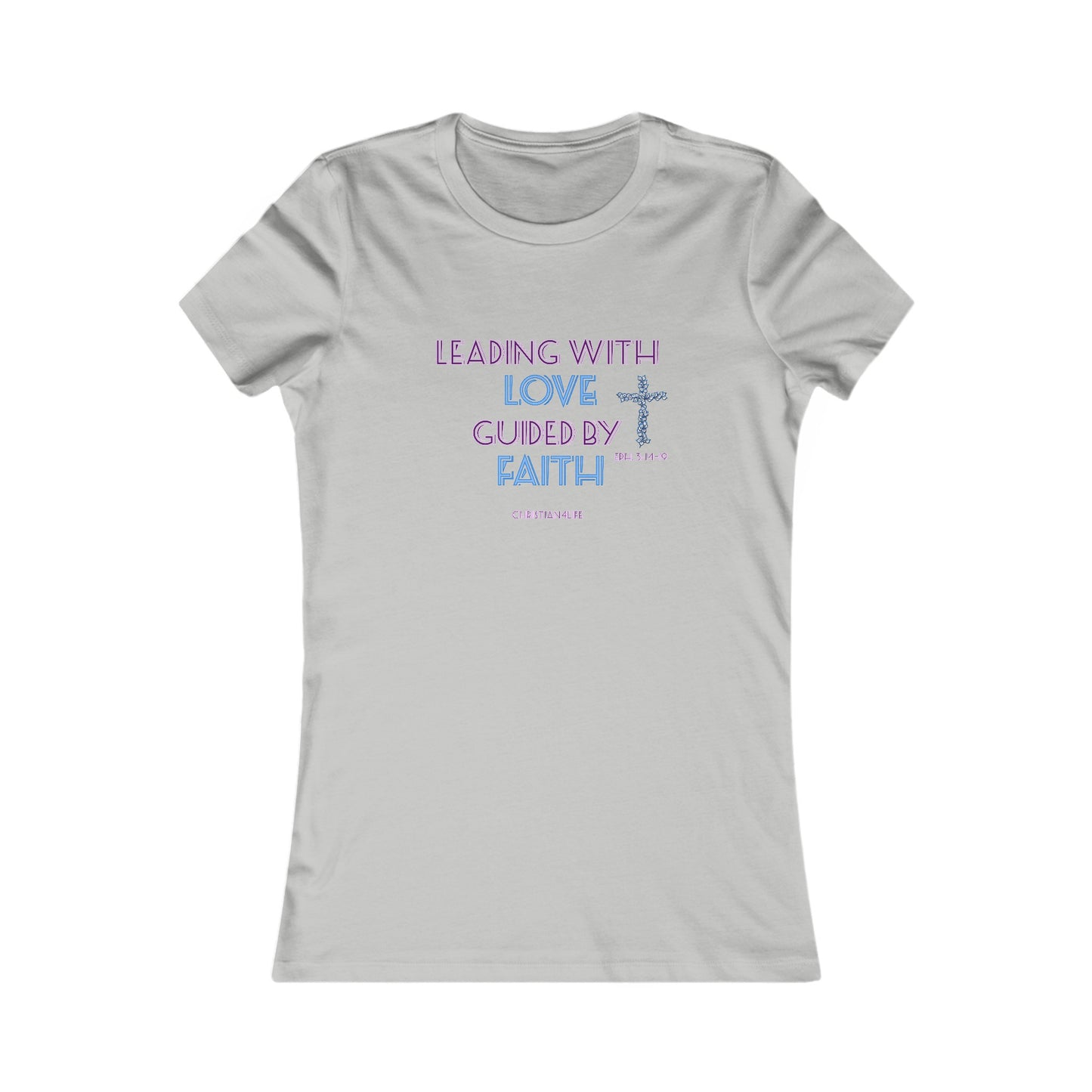 Women’s ’Leading with Love Guided by Faith’ inspirational Christian t-shirt - S / Athletic Heather - T-Shirt