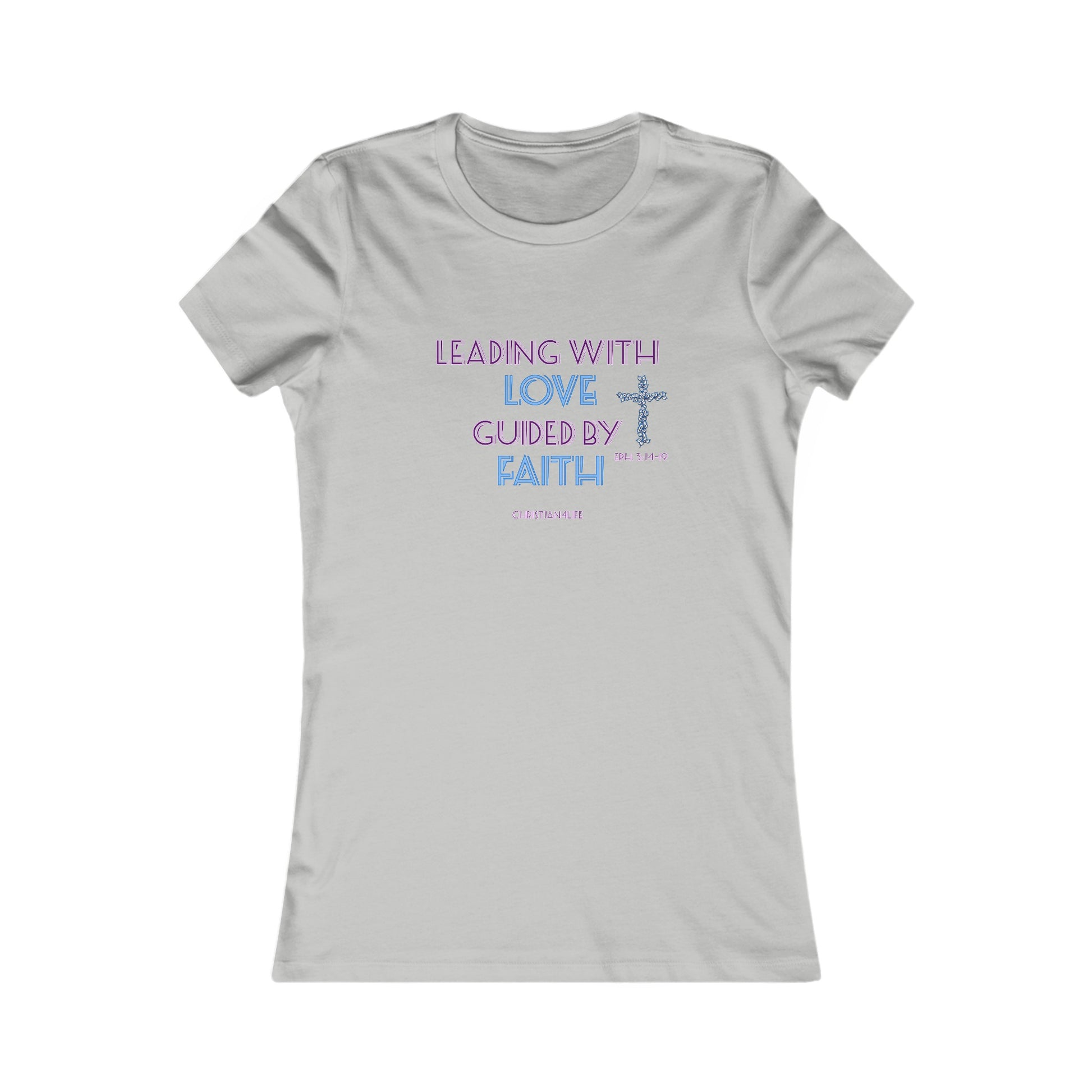 Women’s ’Leading with Love Guided by Faith’ inspirational Christian t-shirt - S / Athletic Heather - T-Shirt