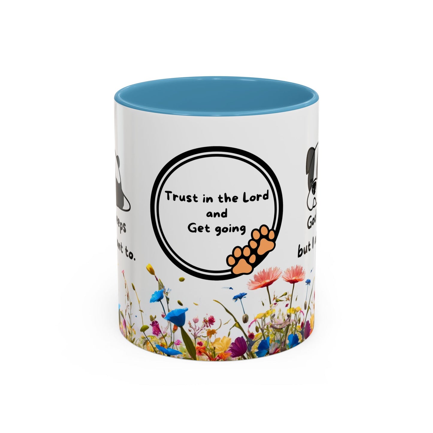 Christian 11oz and 15oz Accent Coffee Mug ’God never sleeps’ (with flowers) - Mug
