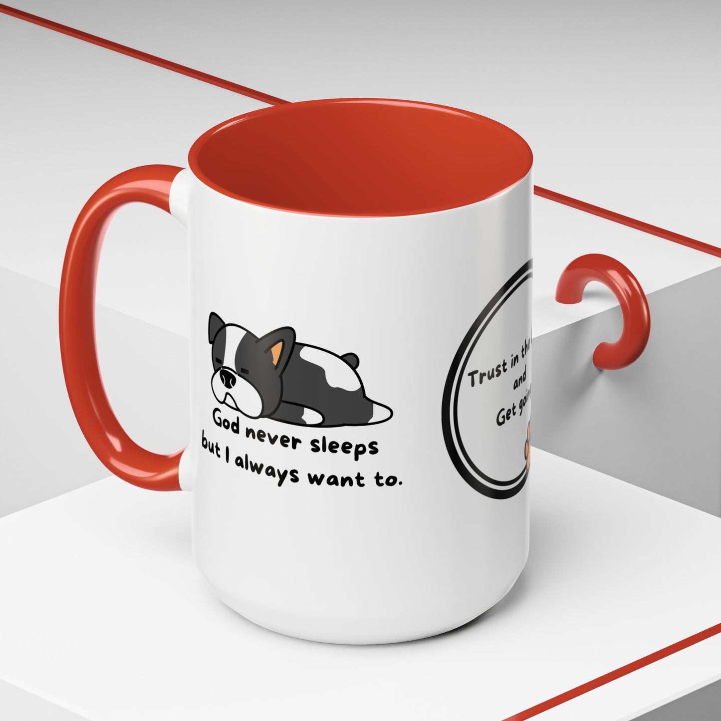 Christian ’God never sleeps’ 11 oz and 15oz Accent Mug multiple colors Christian Mug - Mug