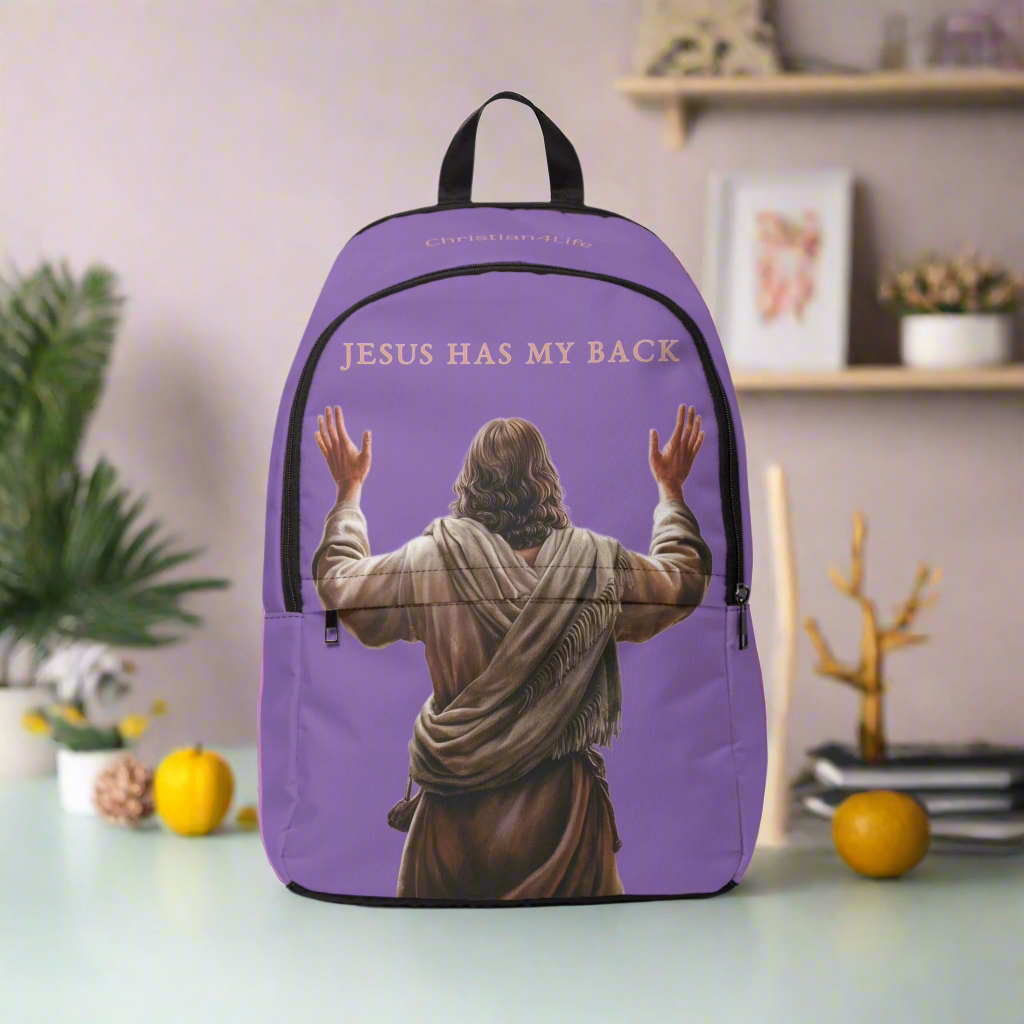 ’Jesus Has My Back’ Christian Backpack (light purple) - One size - Bags