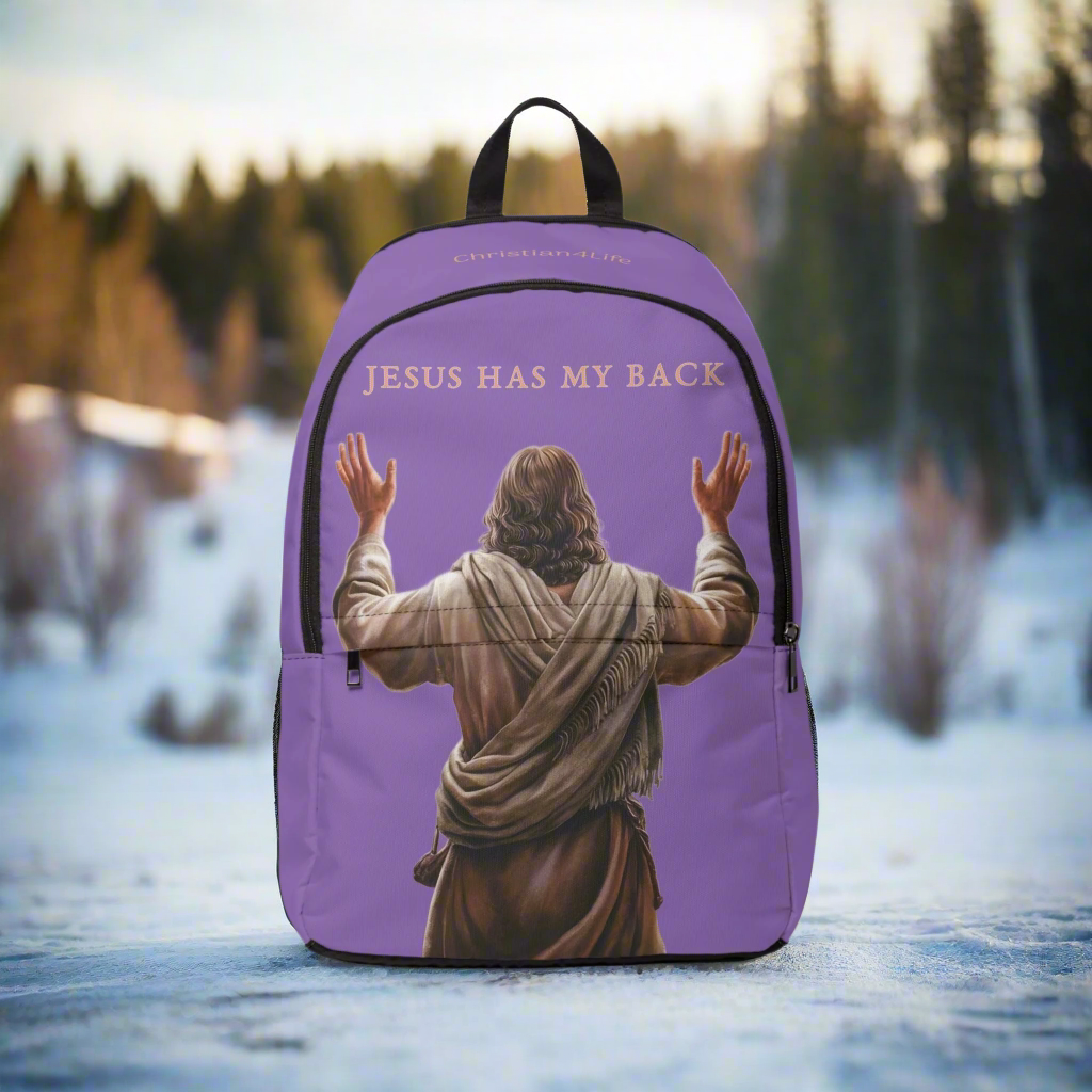 ’Jesus Has My Back’ Christian Backpack (light purple) - One size - Bags