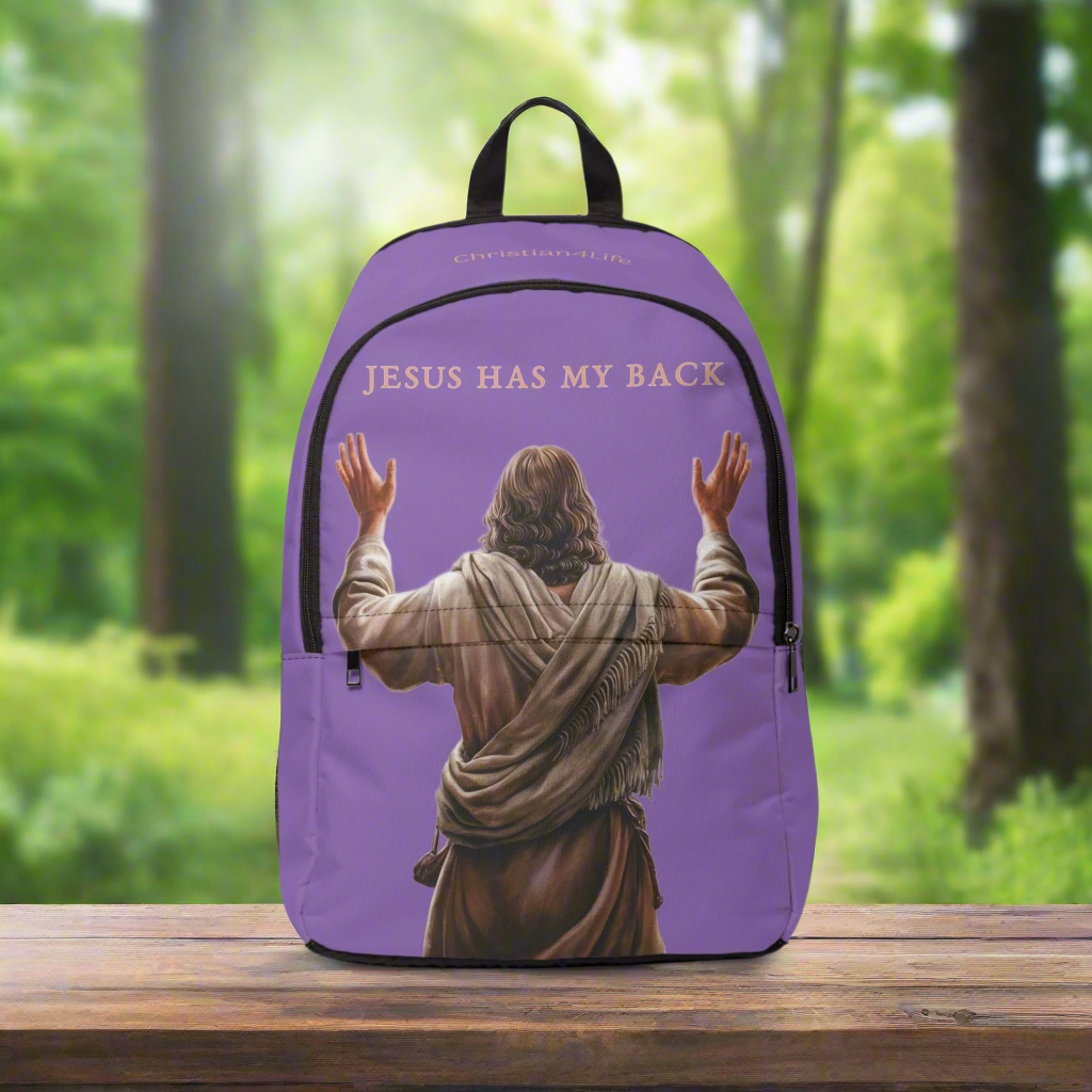 ’Jesus Has My Back’ Christian Backpack (light purple) - One size - Bags