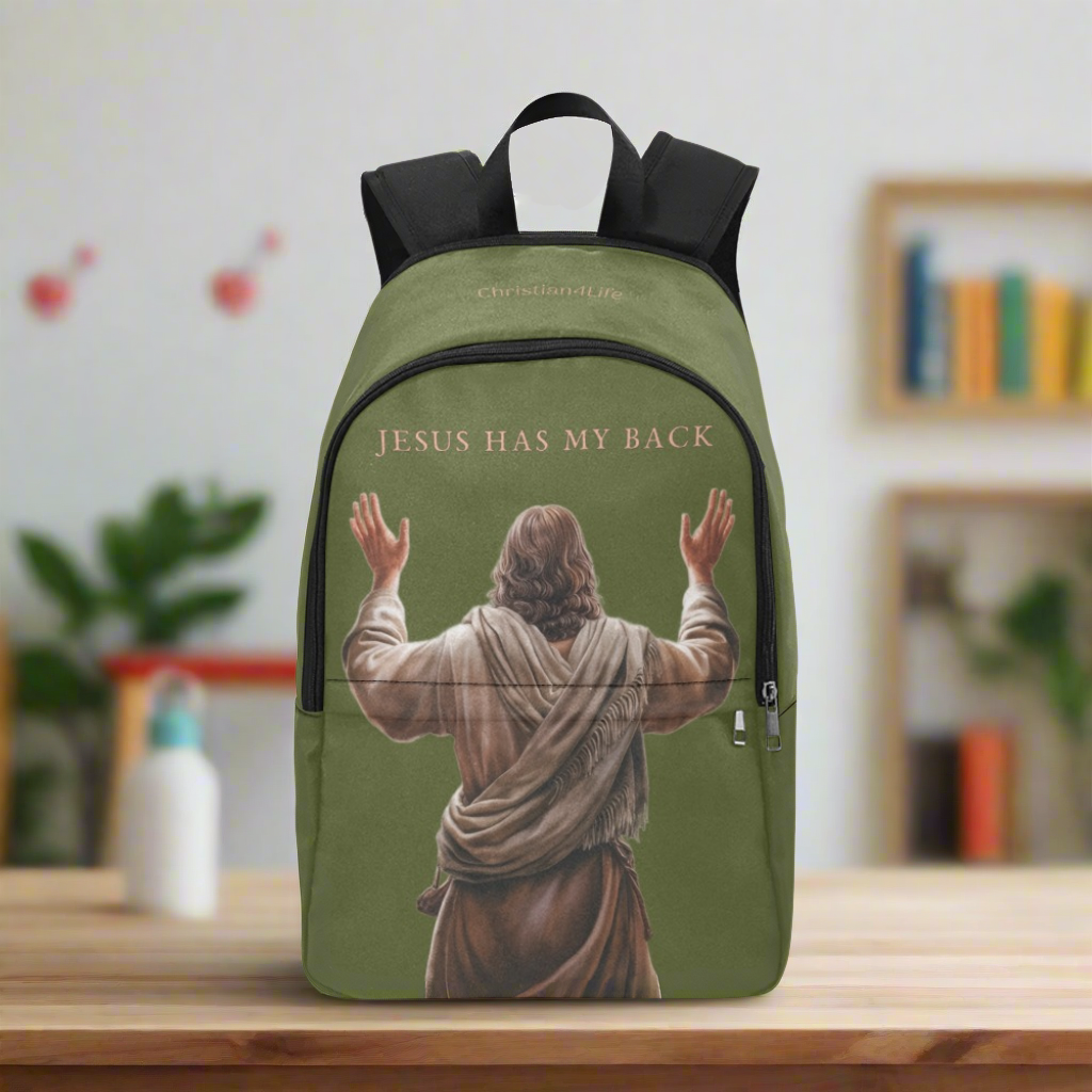 "Jesus Has My Back" Christian Backpack (Choose Green Shade)
