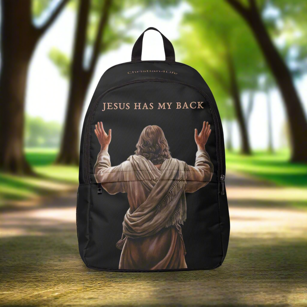 ’Jesus Has My Back’ Graphic design Christian Backpack (black) - One size - Bags