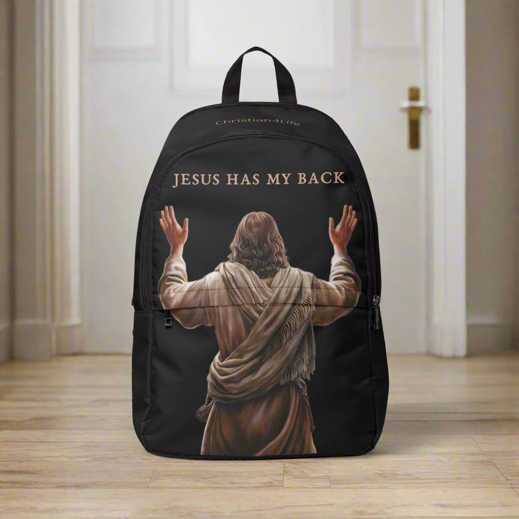 ’Jesus Has My Back’ Graphic design Christian Backpack (black) - One size - Bags