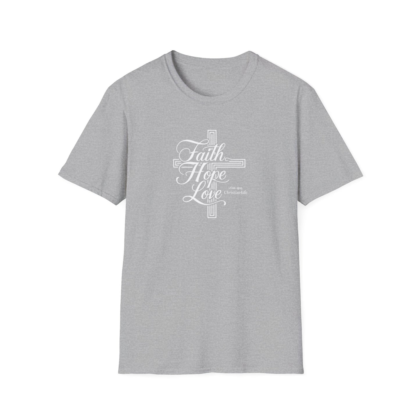 Unisex ’Faith Hope Love’ Christian Cotton Softstyle T-Shirt - Sport Grey / S - T-Shirt