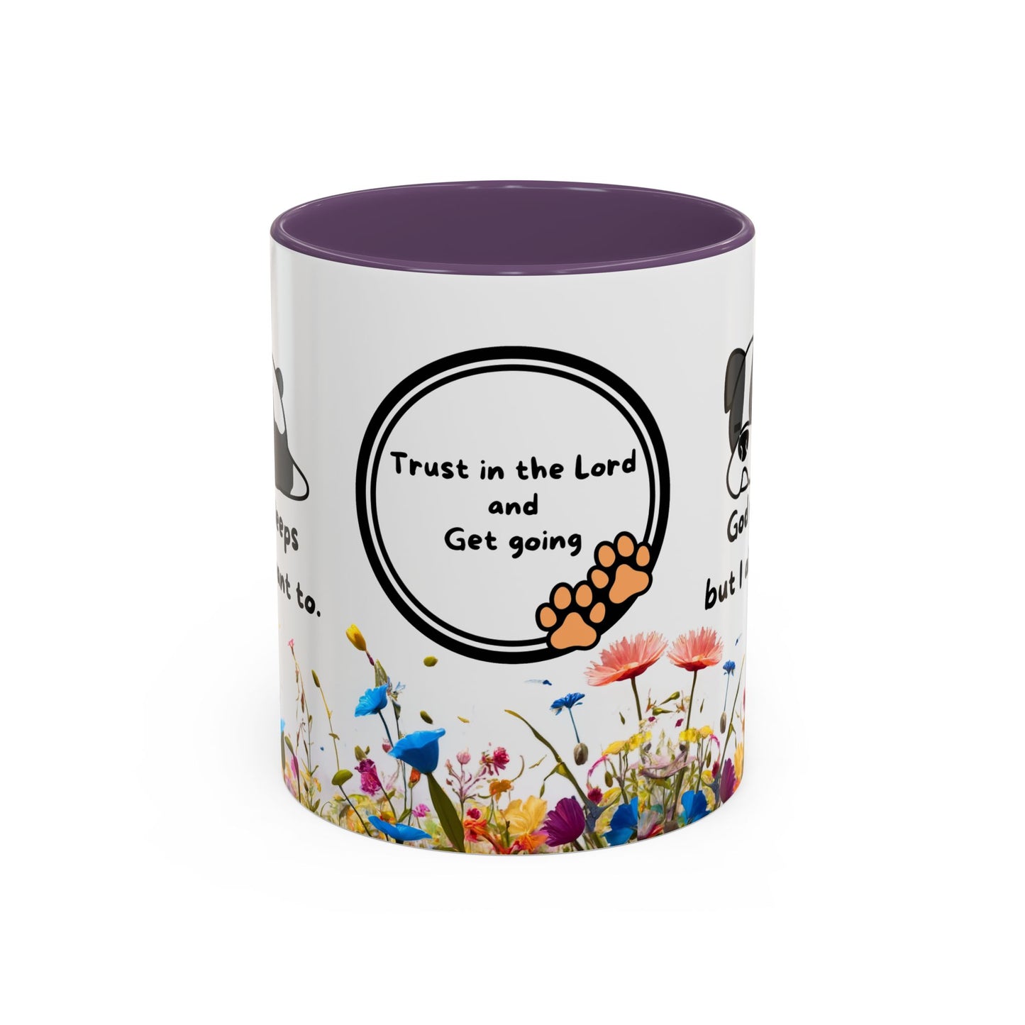 Christian 11oz and 15oz Accent Coffee Mug ’God never sleeps’ (with flowers) - Mug