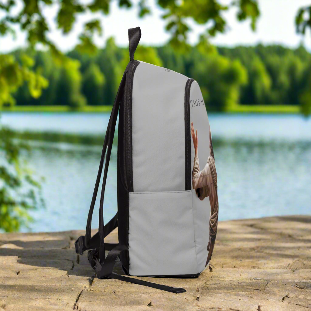 ’Jesus Has My Back’ Graphic design Christian Backpack (light grey) - One size - Bags