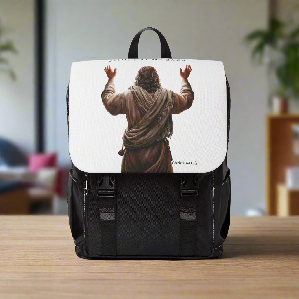 ’Jesus Has My Back’ Unisex Casual Shoulder Backpack Backpack-Purse (white) One size - Bags