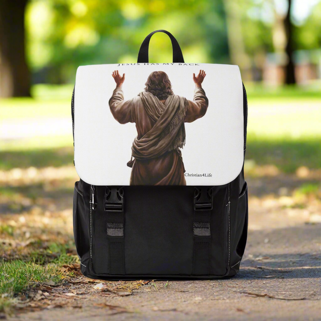’Jesus Has My Back’ Unisex Casual Shoulder Backpack Backpack-Purse (white) One size - Bags