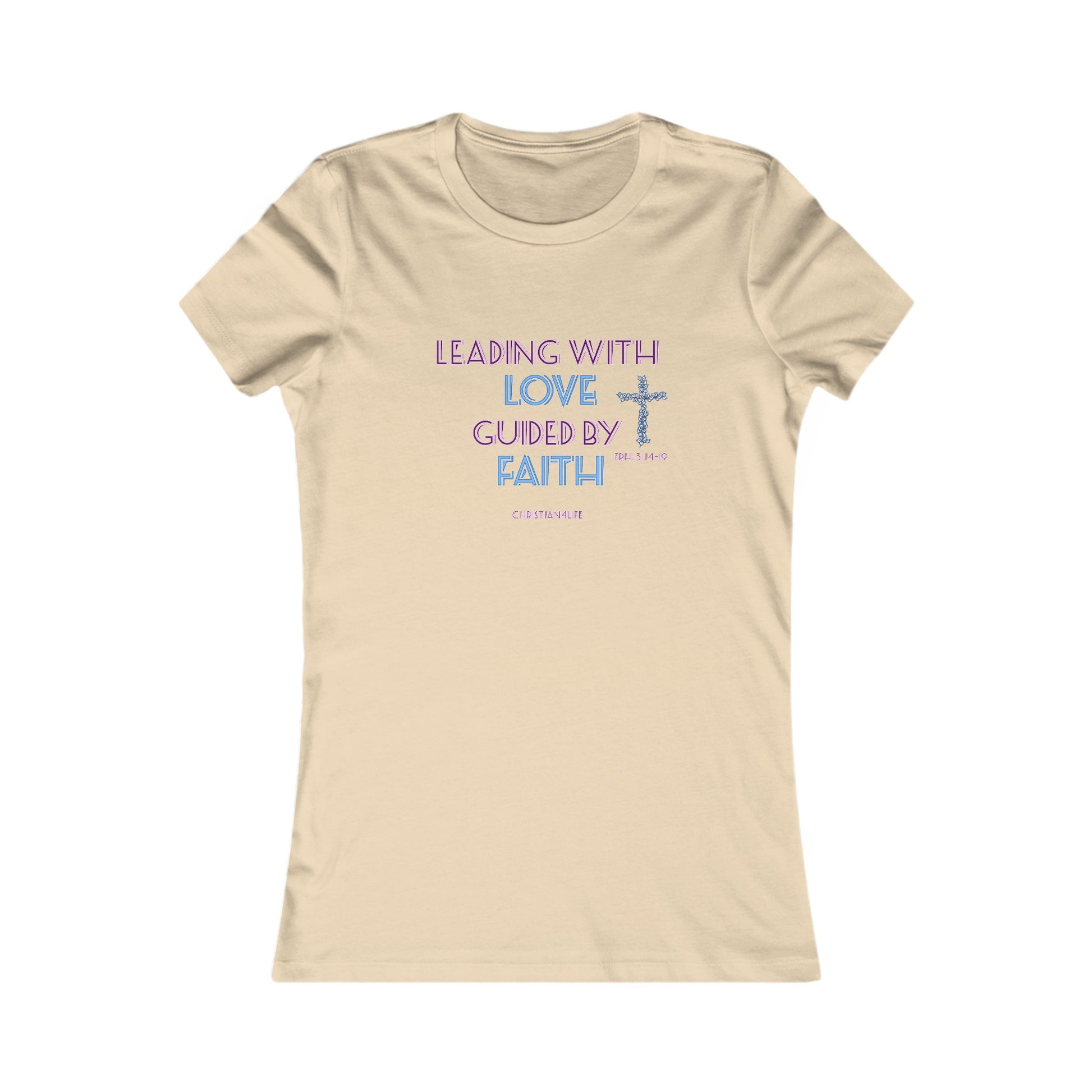 Women’s ’Leading with Love Guided by Faith’ inspirational Christian t-shirt - S / Soft Cream - T-Shirt