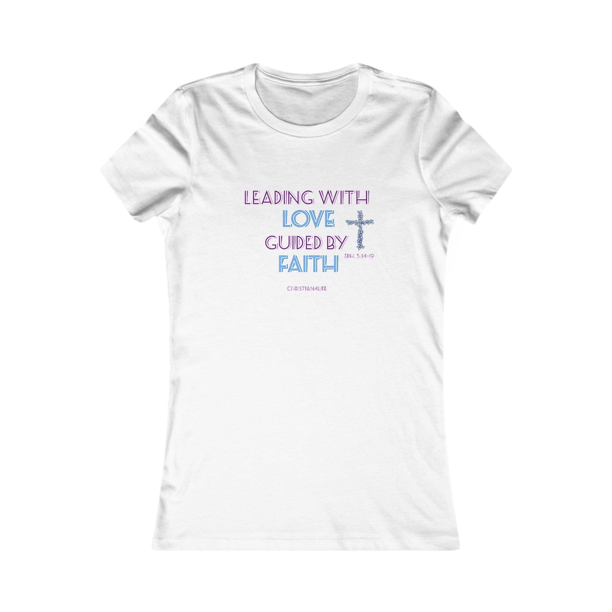 Women’s ’Leading with Love Guided by Faith’ inspirational Christian t-shirt - S / White - T-Shirt