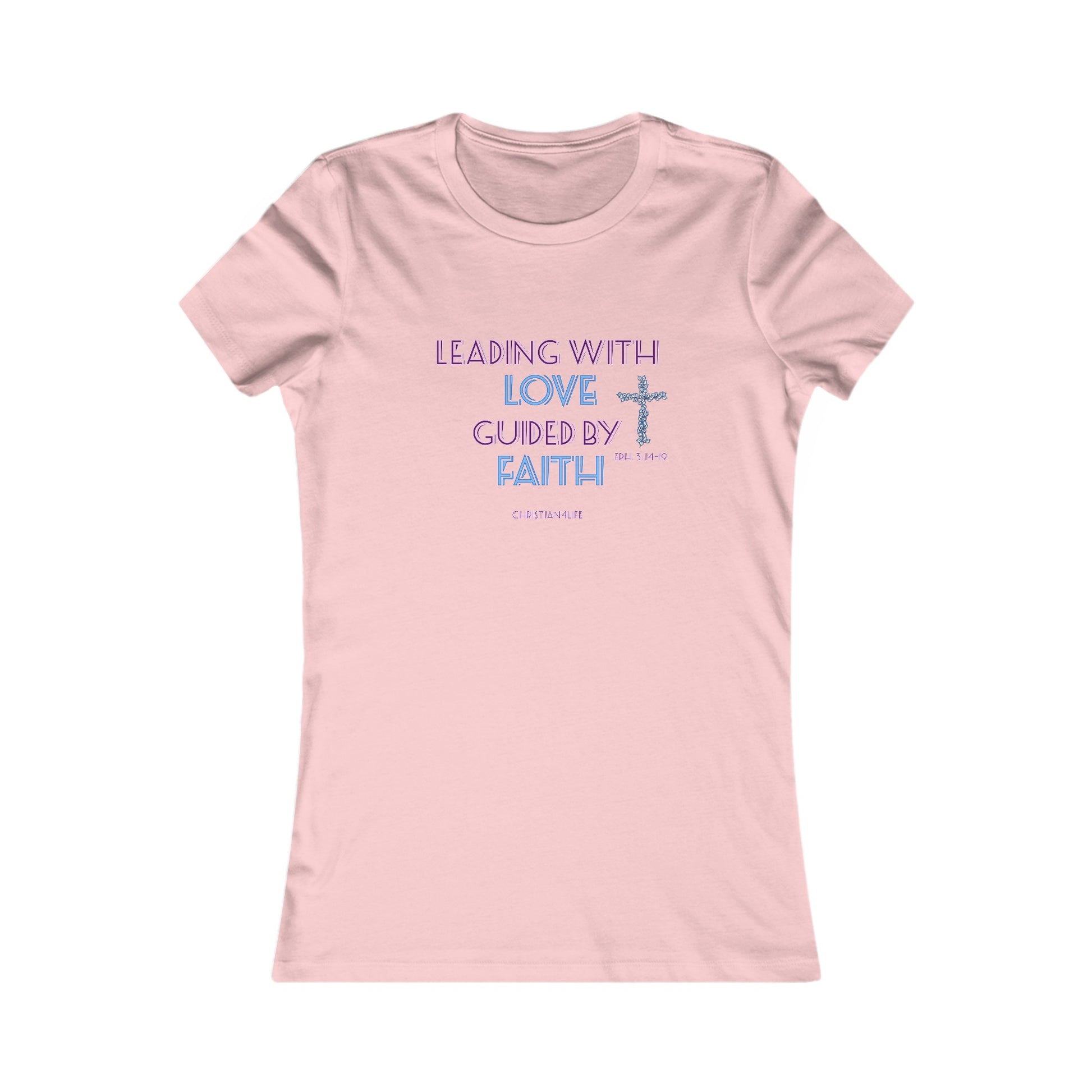 Women’s ’Leading with Love Guided by Faith’ inspirational Christian t-shirt - M / Pink - T-Shirt