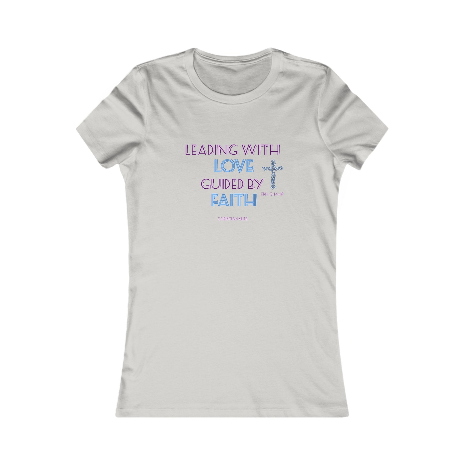 Women’s ’Leading with Love Guided by Faith’ inspirational Christian t-shirt - S / Silver - T-Shirt