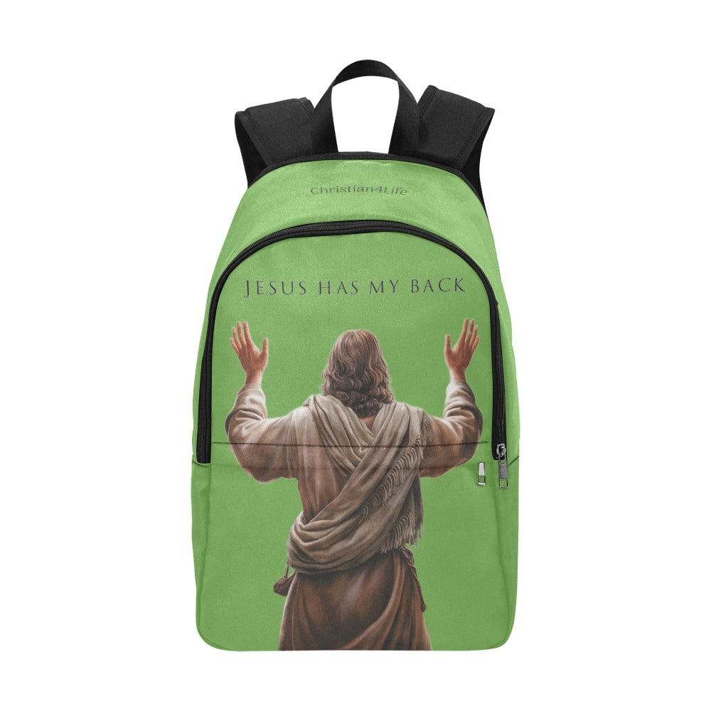 "Jesus Has My Back" Christian Backpack (Choose Green Shade)