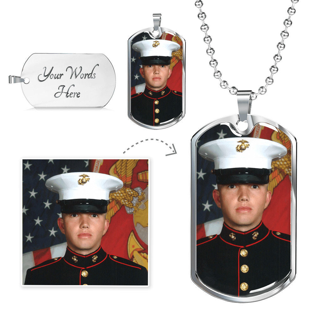 Personalized Dog Tag Necklace (Your Photo and Message) - Jewelry