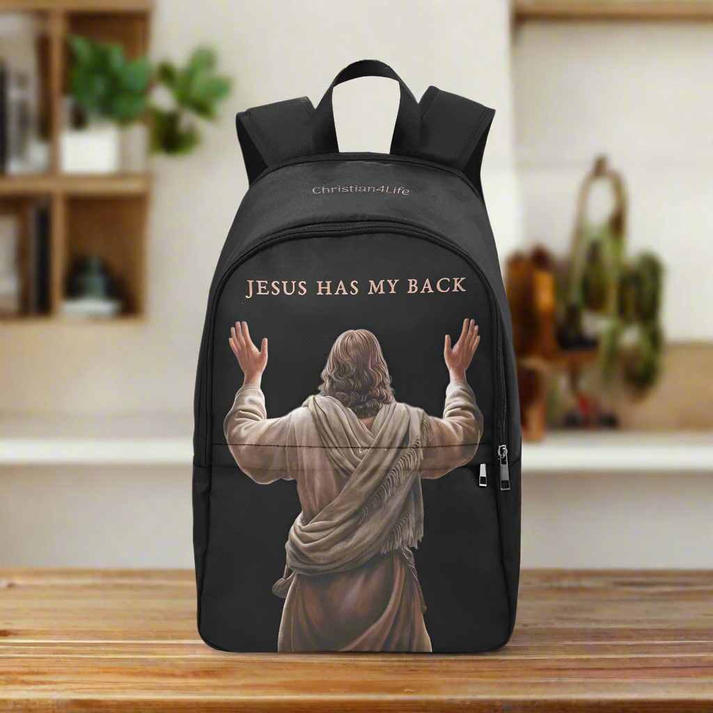 "Jesus Has My Back" Christian Backpack- with Bible Quotes