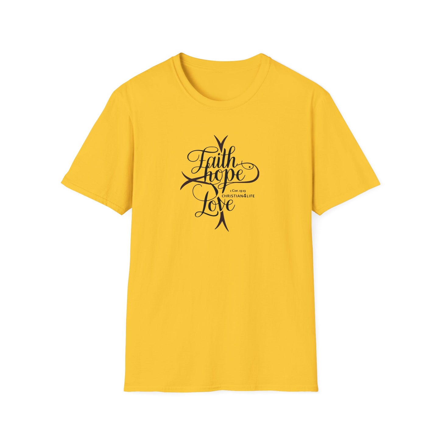 ’Faith Hope Love’ Unisex Christian Cotton Softstyle T-Shirt - Daisy / S - T-Shirt