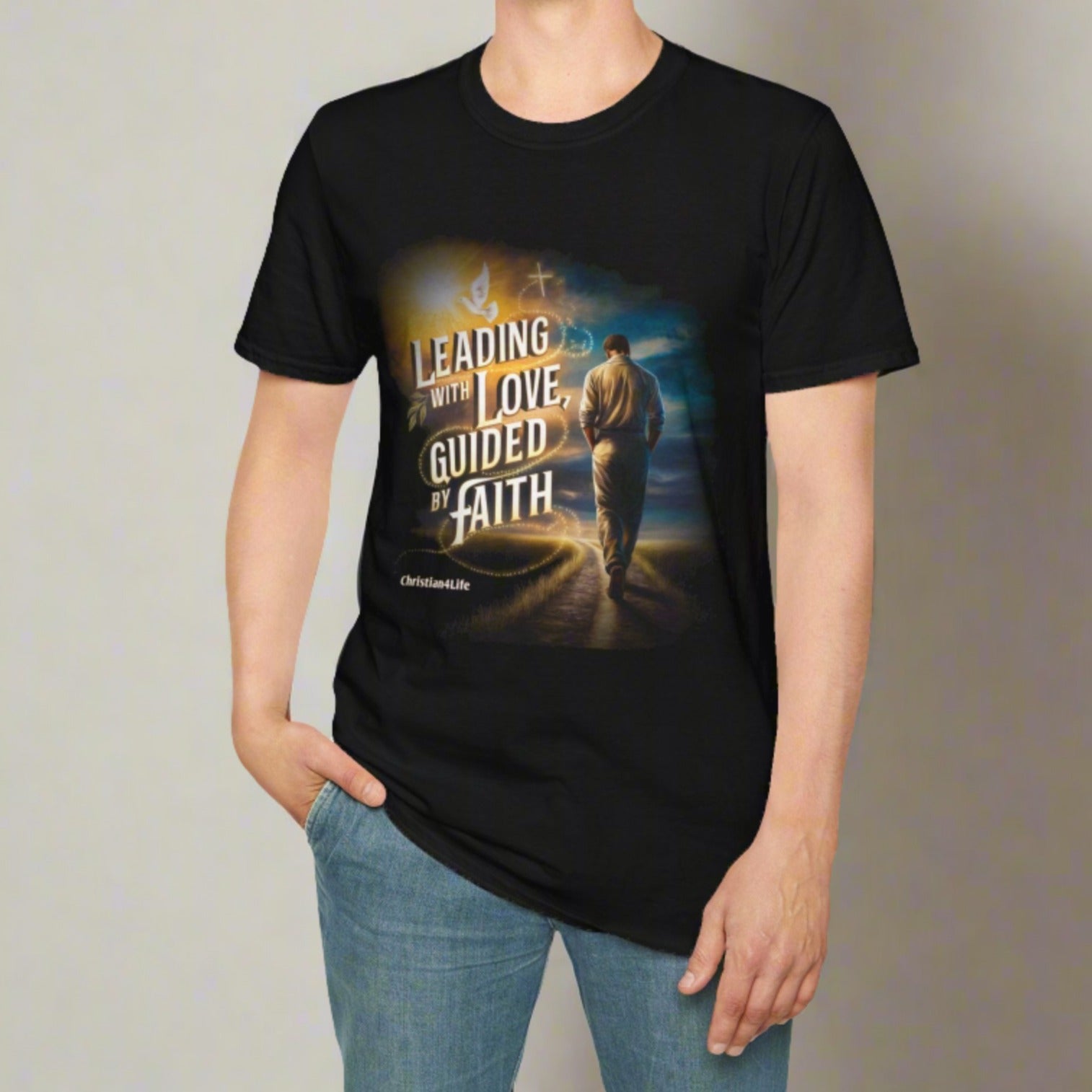 ’Leading with Love Guided by Prayer’ Inspirational Christian Cotton Softstyle T-Shirt - T-Shirt