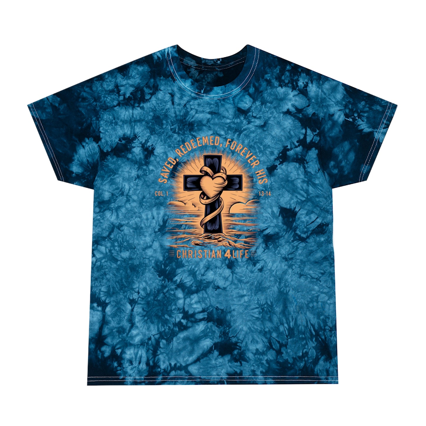 Unisex ’Saved Redeemed Forever His’ Christian Tie-Dye style T-shirt - Navy / S - T-Shirt