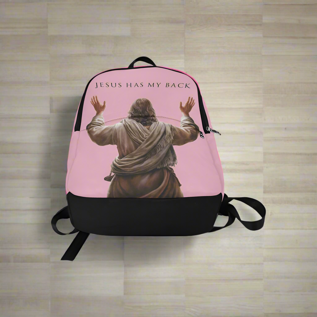 "Jesus Has My Back" Christian Backpack (Choose Pink Shade)