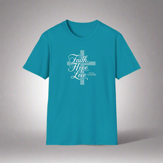 Unisex ’Faith Hope Love’ Christian Cotton Softstyle T-Shirt - T-Shirt