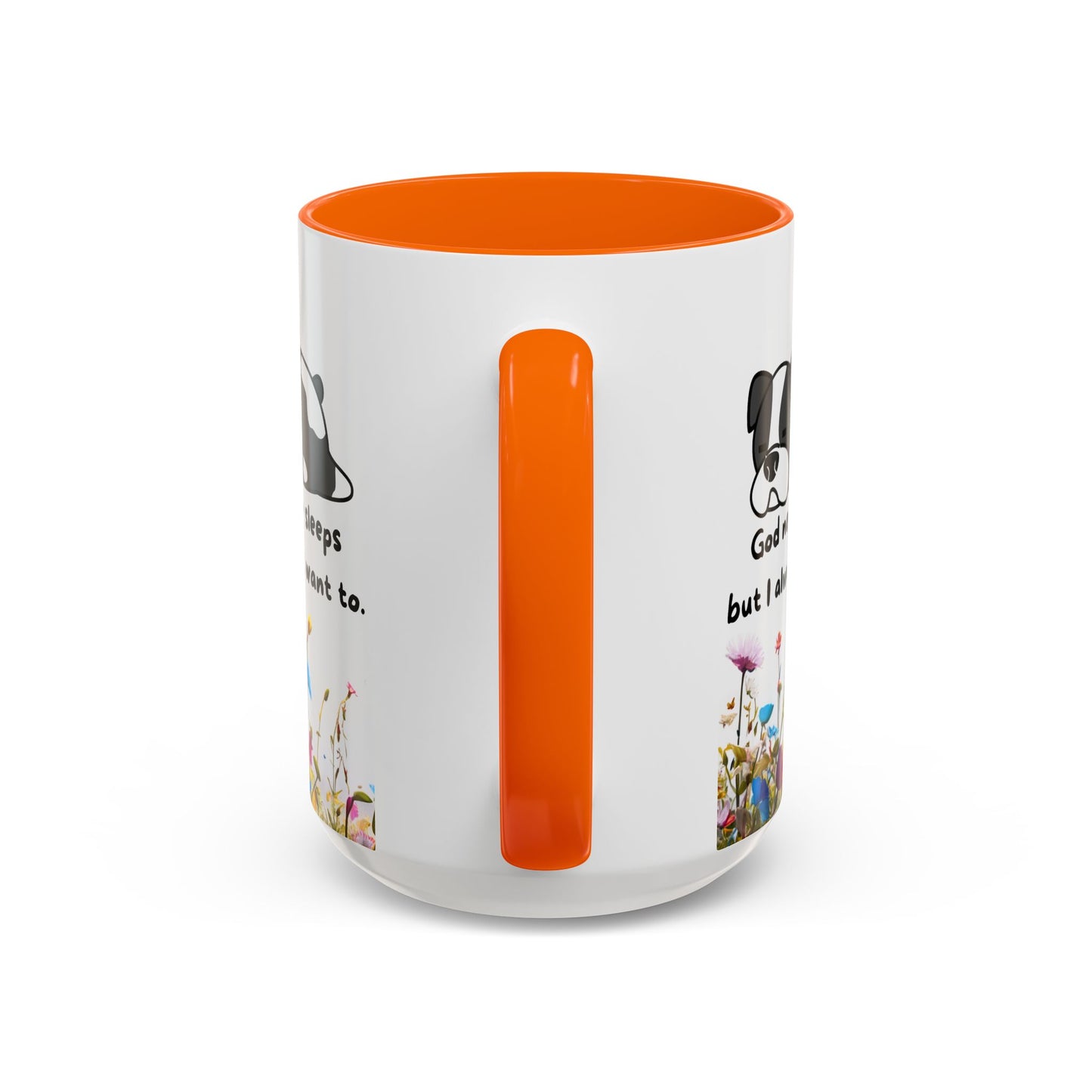 Christian 11oz and 15oz Accent Coffee Mug ’God never sleeps’ (with flowers) - Mug