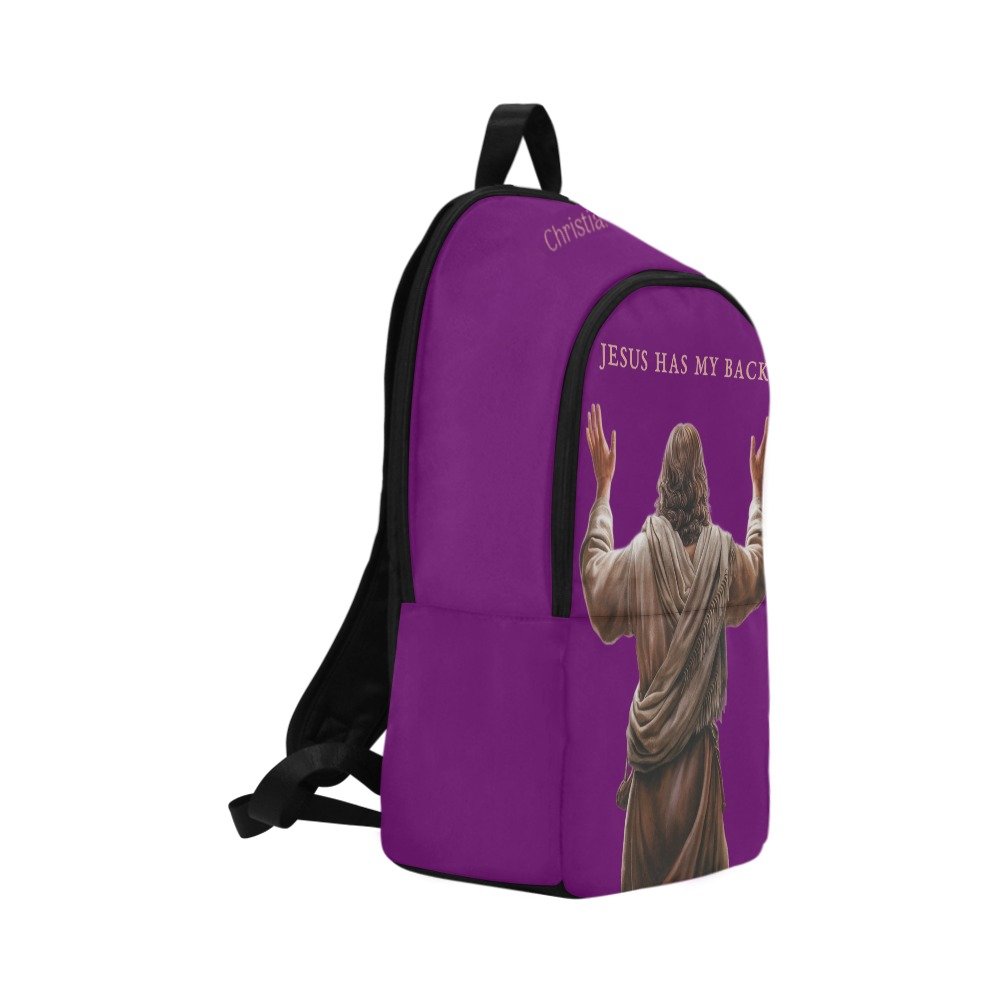 "Jesus Has My Back" Christian Backpack (Choose Purple Shade)