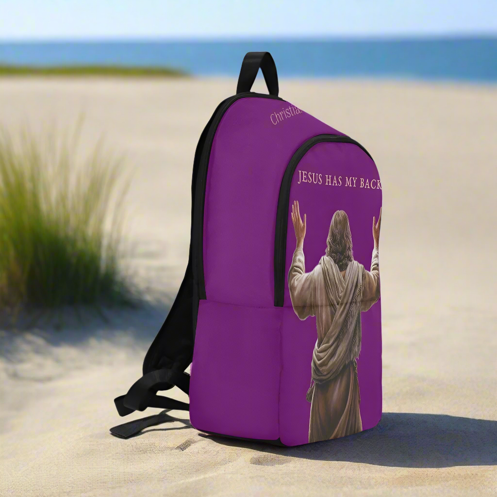 "Jesus Has My Back" Christian Backpack (Choose Purple Shade)
