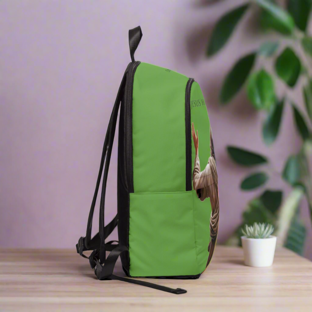 ’Jesus Has My Back’ design Christian Backpack (green) - One size - Bags