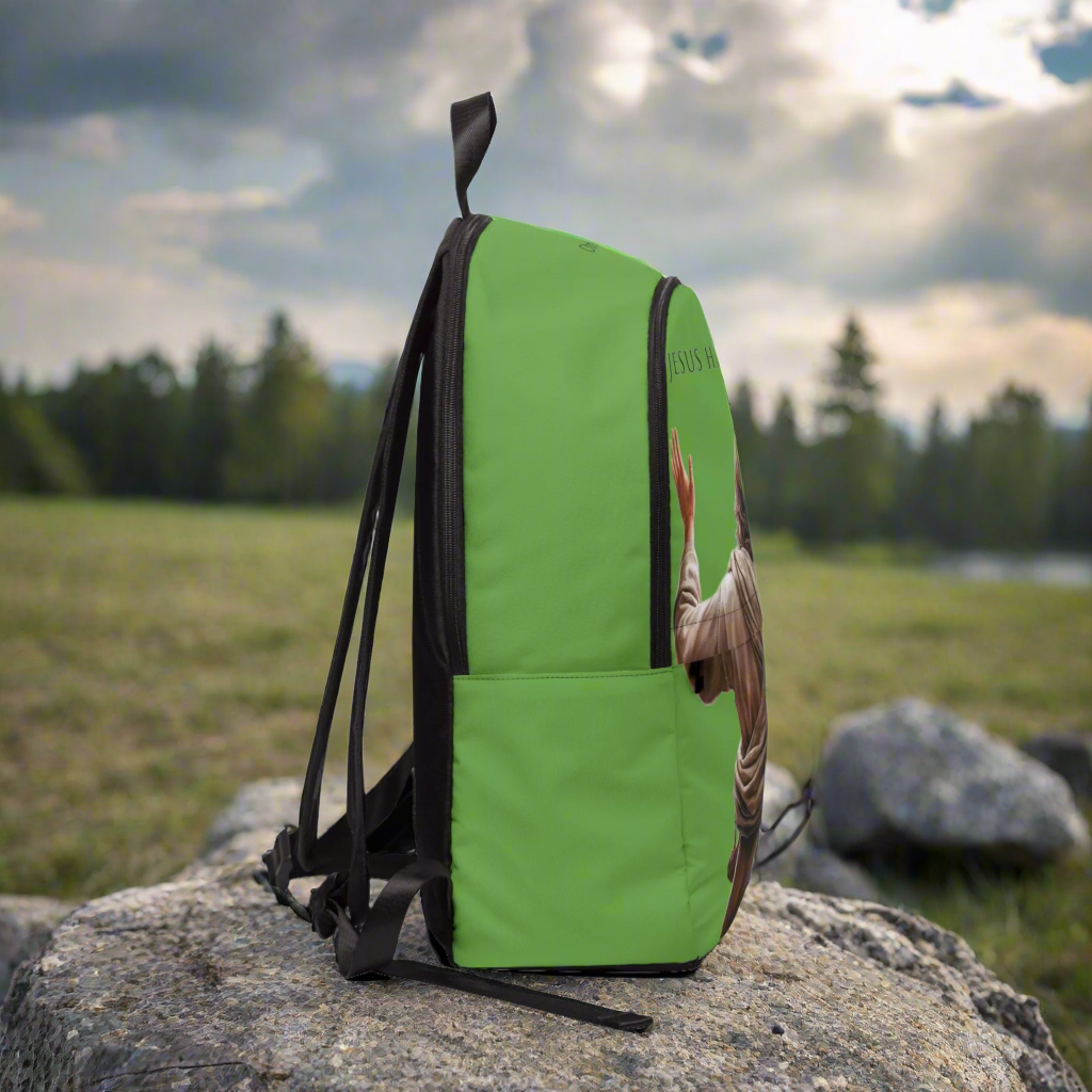 ’Jesus Has My Back’ design Christian Backpack (green) - One size - Bags