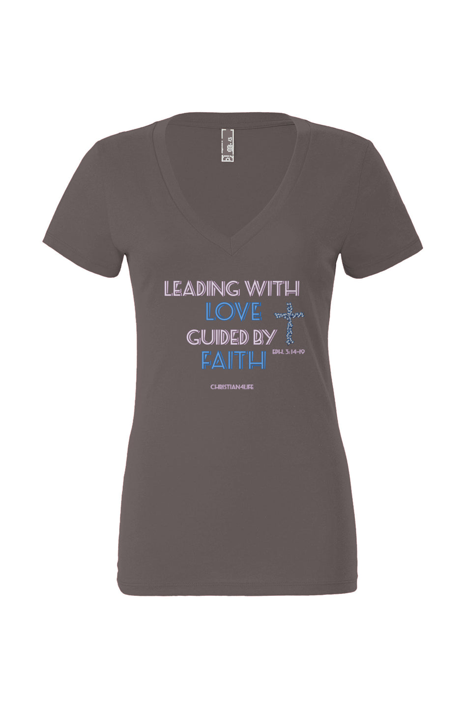 Leading with Love-Women’s Jersey Short Sleeve Deep V-Neck Tee - m / asphalt - T-Shirt