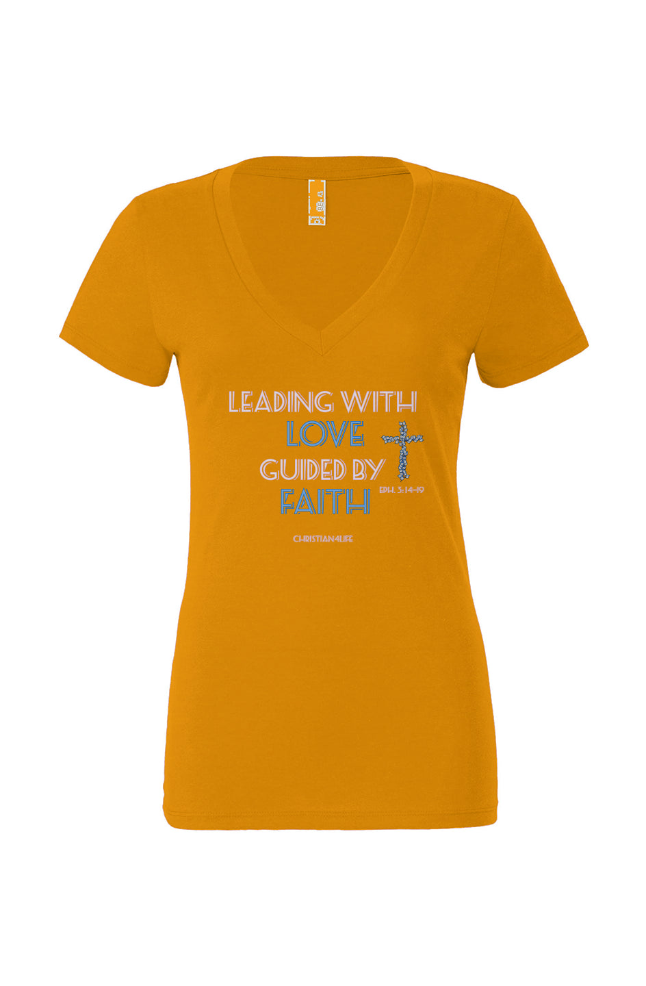 Leading with Love-Women’s Jersey Short Sleeve Deep V-Neck Tee - T-Shirt