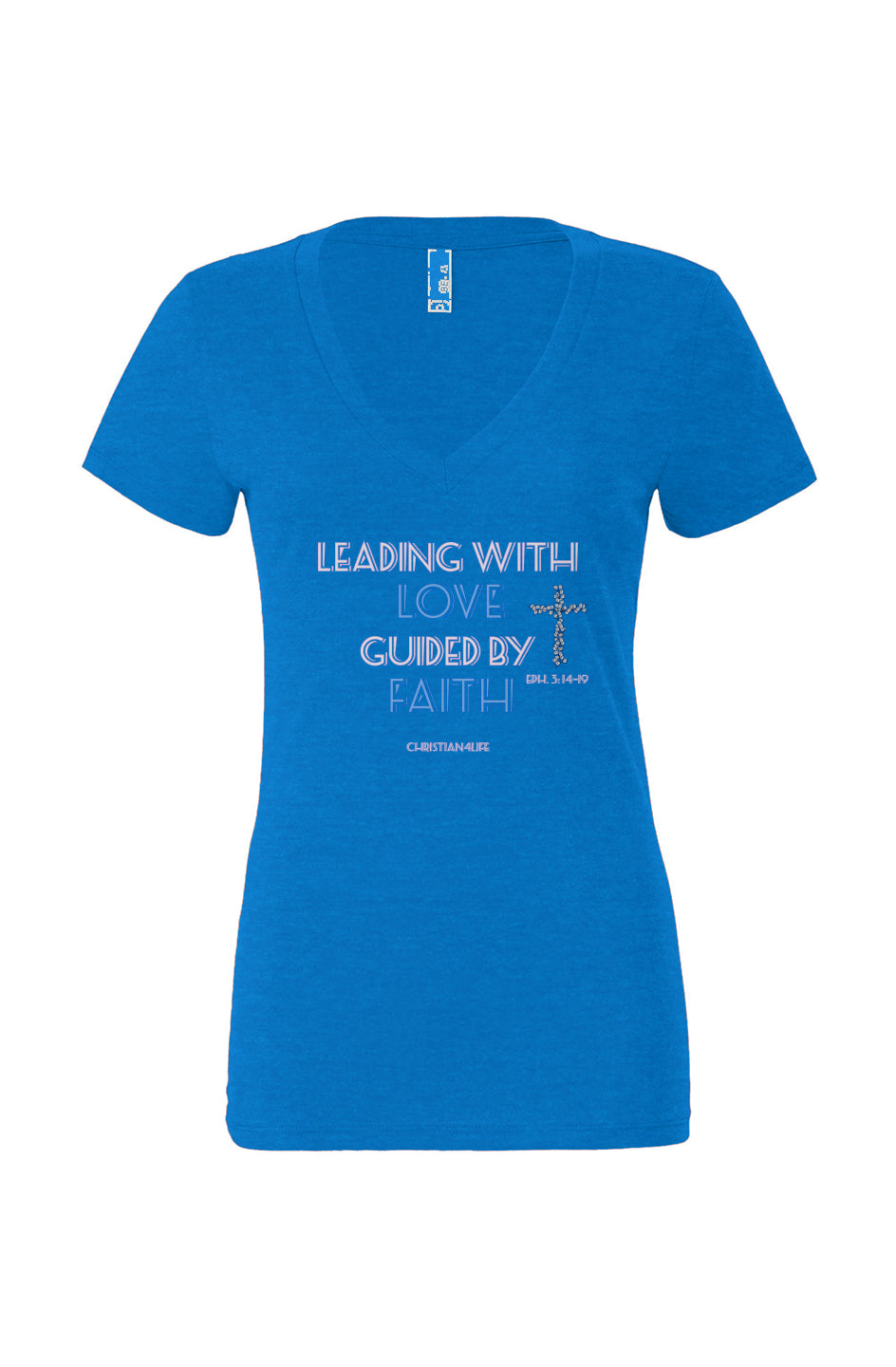 Leading with Love-Women’s Jersey Short Sleeve Deep V-Neck Tee - s / neon blue - T-Shirt
