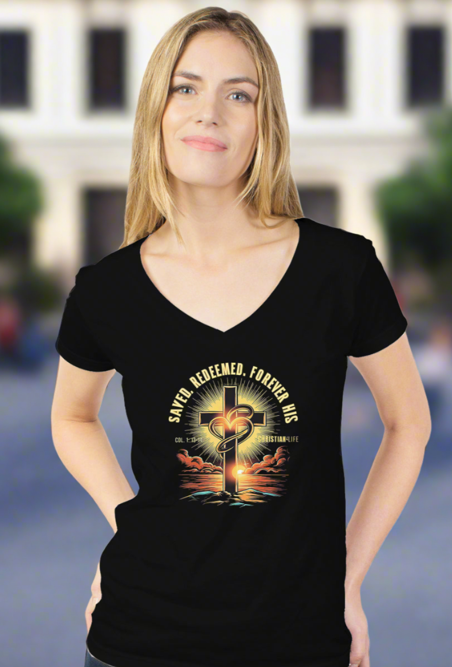 Saved and Redeemed-Women’s tultex v neck - V-neck