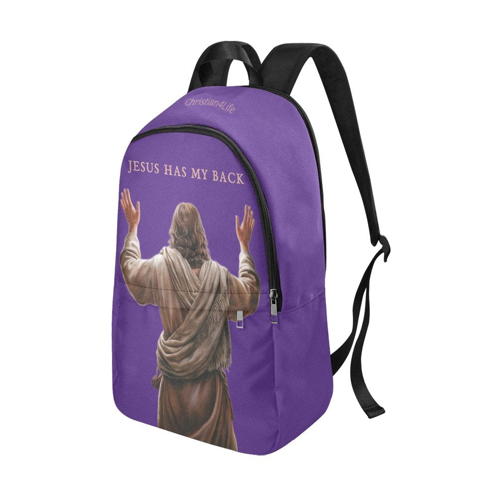 "Jesus Has My Back" Christian Backpack (Choose Purple Shade)