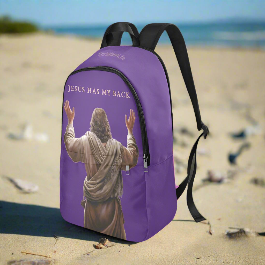 "Jesus Has My Back" Christian Backpack (Choose Purple Shade)