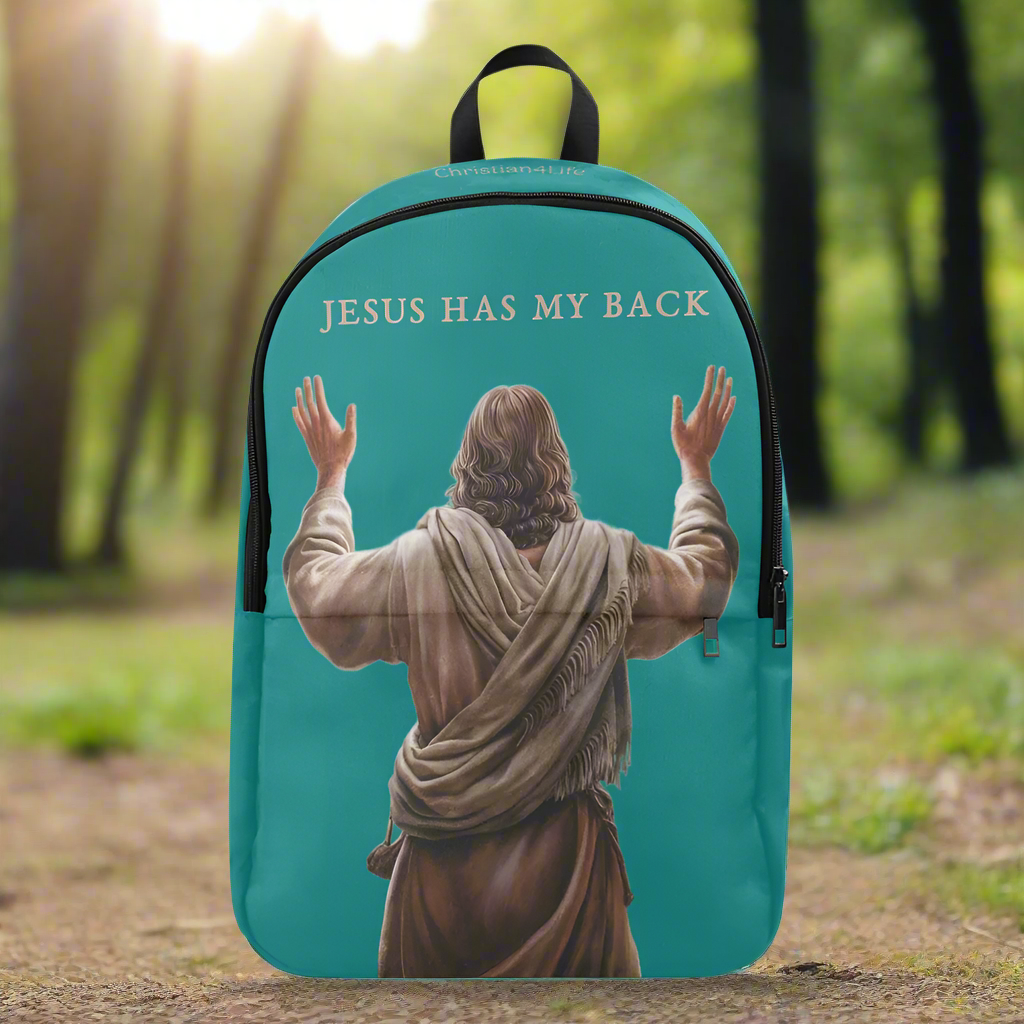 "Jesus Has My Back" Christian Backpack (Choose Green Shade)