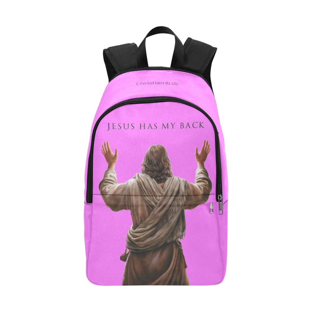 "Jesus Has My Back" Christian Backpack (Choose Pink Shade)